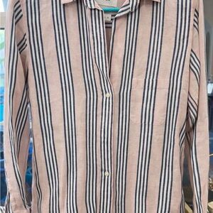 Grayson Linen Button Up Shirt | Pink + Navy Stripe | Size 01 (XS)